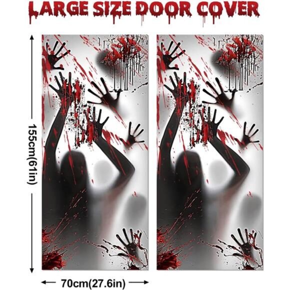 11 Sheets/202 Pcs Bloody Halloween Decorations Set. 2 Giant Spooky - Picture 2 of 7